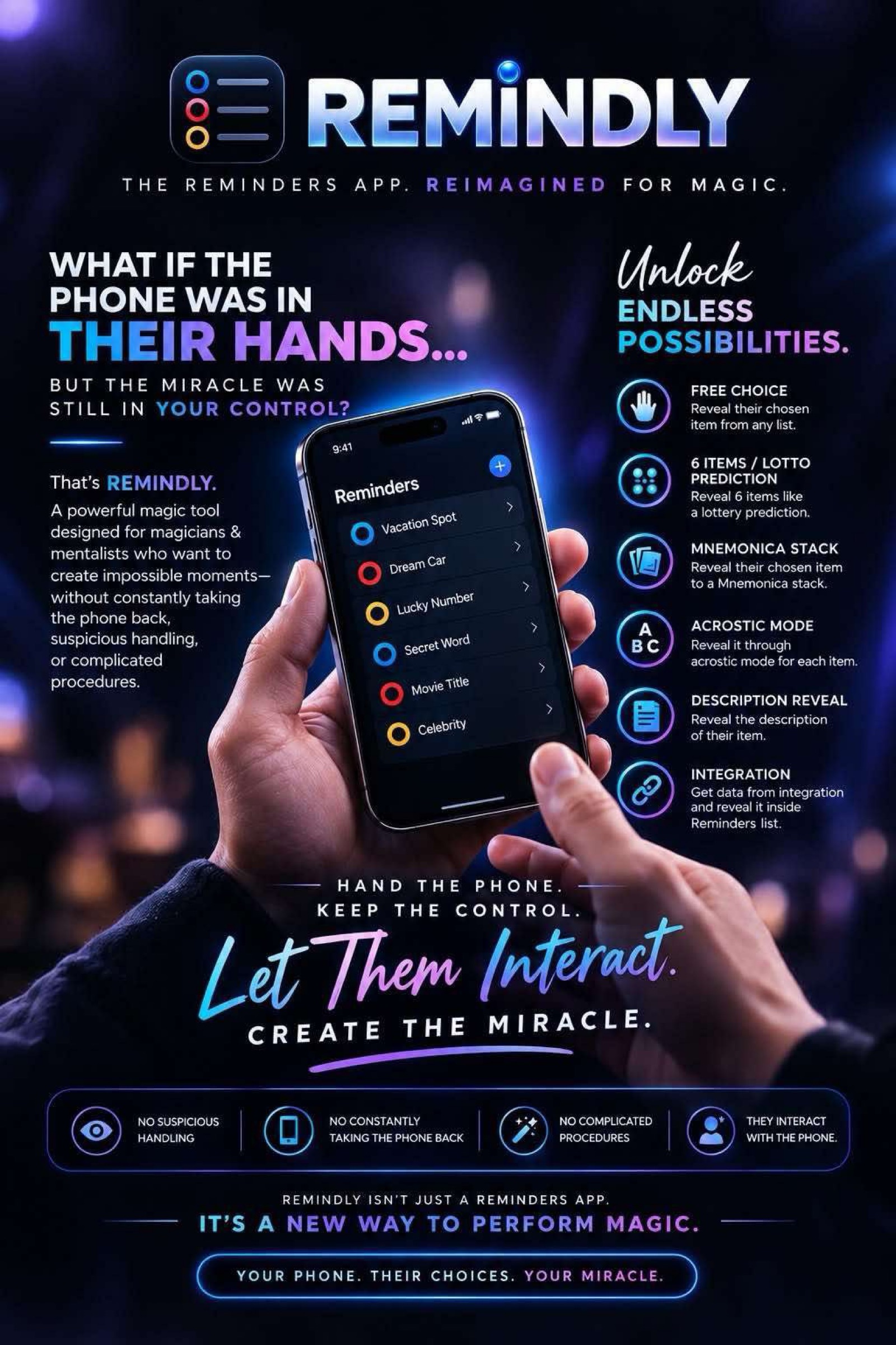 Remindly - Remember.Reveal.Astonish – New magic tricks